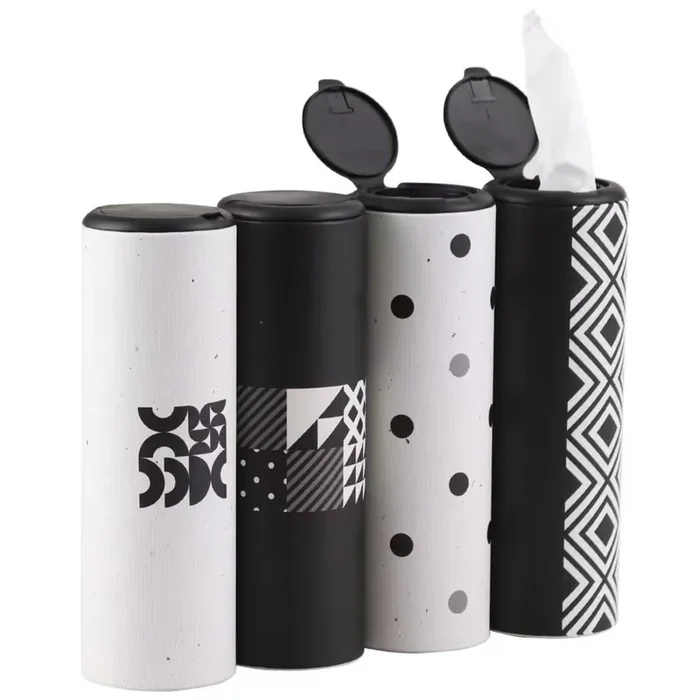 Car Tissue Holder With Facial Tissues Bulk – 4 Pk Car Tissues Cylinder With Cap, Tissue Holder For Car, Travel Tissues For Car Cup Holder, Refill Car Tissue Box Round Container