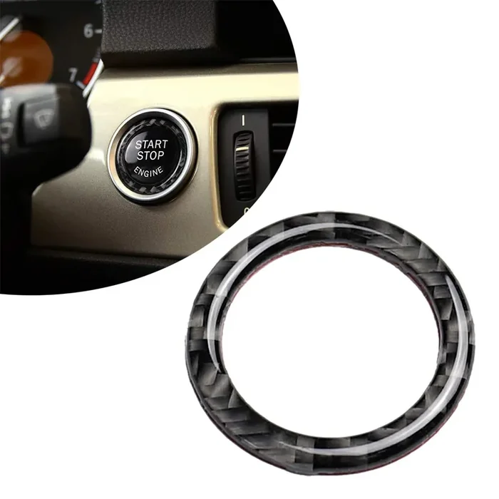 Carbon Fiber Car Engine Start Stop Ignition Key Ring Sticker For Bmw E90 E92 E93 3 Series Engine Start Button Cover (Solid Color)