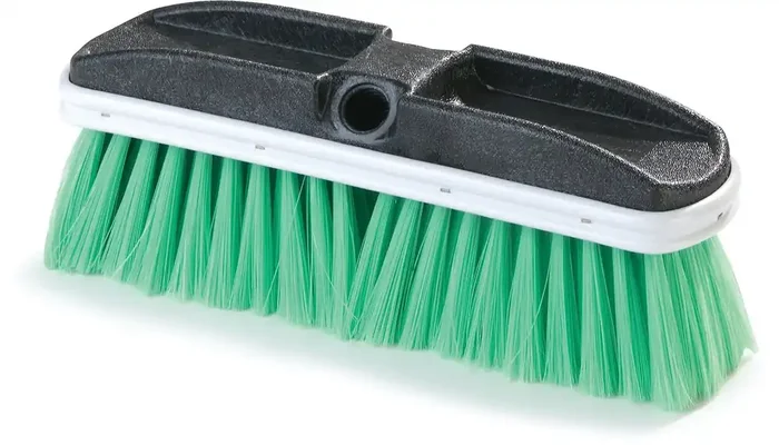 Carlisle Foodservice Products 3646875 Flo-Thru Plastic Auto Wash Brush With Flagged Nylex Bristles, 10 Length, Green