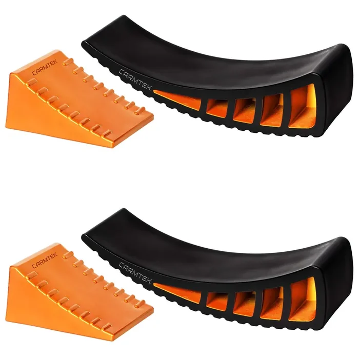 Carmtek Camper Leveler Kit – Curved Rv Levelers With Camper Wheel Chocks For Travel Trailers Faster Camping Leveling Than Rv Leveling Blocks (1 Pack)