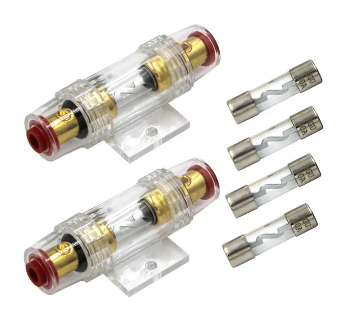 Carviya 2Pcs 4-8 Gauge Awg In-Line Waterproof Fuse Holder With Two 60A Agu Type Fuses For Car Audio/Alarm/Amplifier/Compressors (2 Pack)