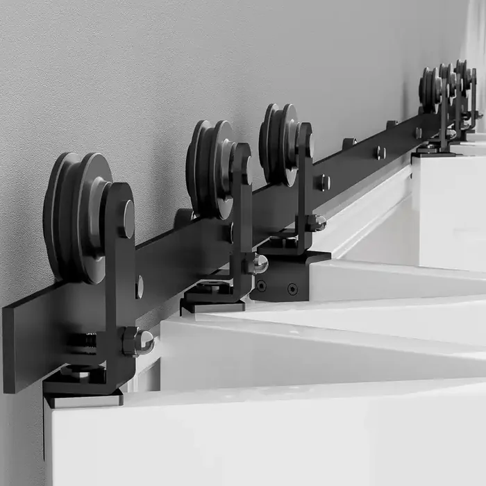 Ccjh 6.6Ft/79’’ Sliding Track Bi-Folding Barn Door Hardware Kit Top Mount For 8 Doors,Max Door Width 9.6’’, Heavy Duty (No Doors, Hardware Only)