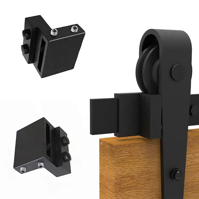 Ccjh Barn Door Stopper 2Pcs For Top Track Sliding Door Hardware Accessories Flat Rail Roller Stop Limit Device Black