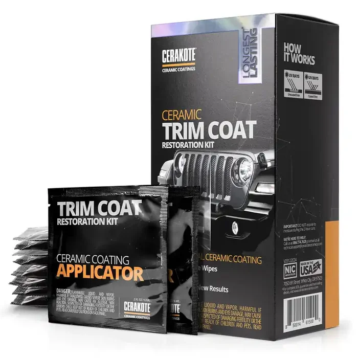 CERAKOTE® Ceramic Trim Coat Kit – Long-Lasting Black Trim Restorer for Over 200 Washes – Quick Plastic Coating Solution