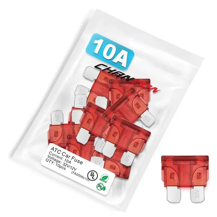 Chanzon Ul Listed 10A Standard Blade Fuse Atc/Ato/Apr 10 Amp 32V 10Pcs Auto Fuses Fast Blow For Automotive Car Rv Truck Suv