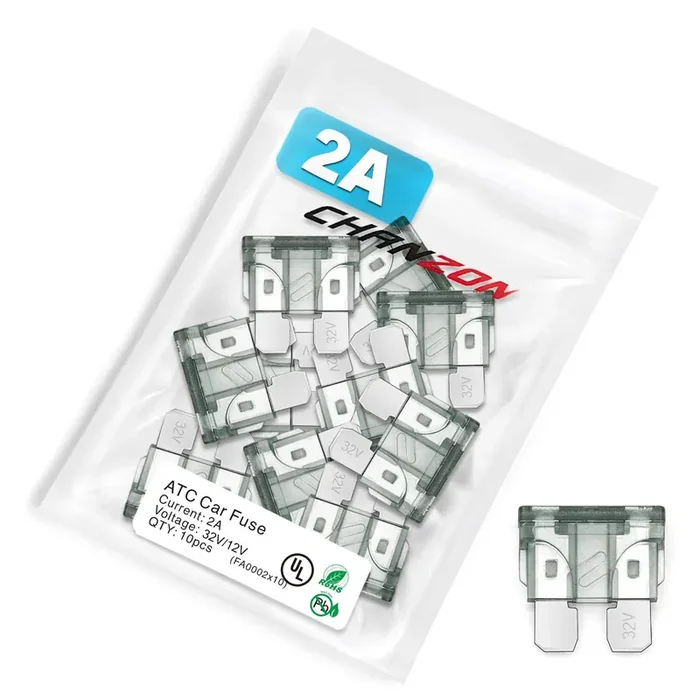 Chanzon Ul Listed 2A Standard Blade Fuse Atc/Ato/Apr 2 Amp 32V 10Pcs Auto Fuses Fast Blow For Automotive Car Rv Truck Suv