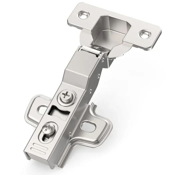 Chibery 50 Pack Half Overlay Soft Close Concealed Frameless Cabinet Hinges, Satin Nickel, 105°, Stop At Will 45-105 Degree, Self Closing, 3D Adjustment, Clip On, Stainless Steel For Cupboard Kitchen