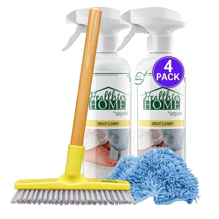 Chomp! Grout Cleaner Bundle, Includes Grout Brush, Refreshes Grout And Removes Stains On Tile Floors And Bathroom Walls & Kitchens (4 Pack Set)