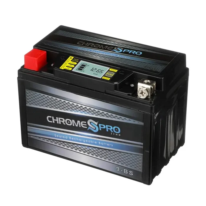 Chrome Pro Ytx9-Bs Igel Maintenance Free Replacement Battery With Digital Display For Atv, Motorcycle, And Scooter 12 Volts, .9 Amps, 8Ah, Nut And Bolt (T3) Terminal