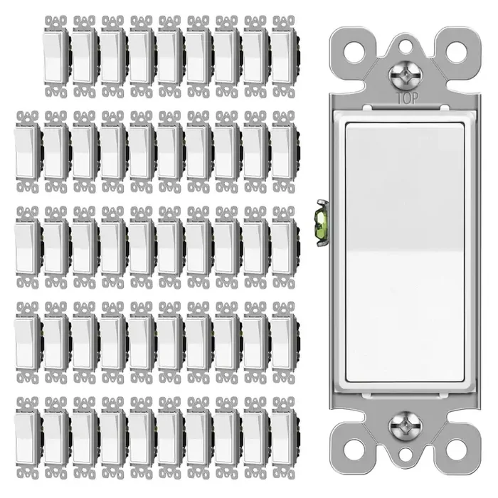 Cml 3 Way Matte White Decorator Wall Light Switch, Single Pole Or Three Way, 15A 120/277V, On/Off Paddle Rocker Interrupter, Ul Listed, 50 Pack