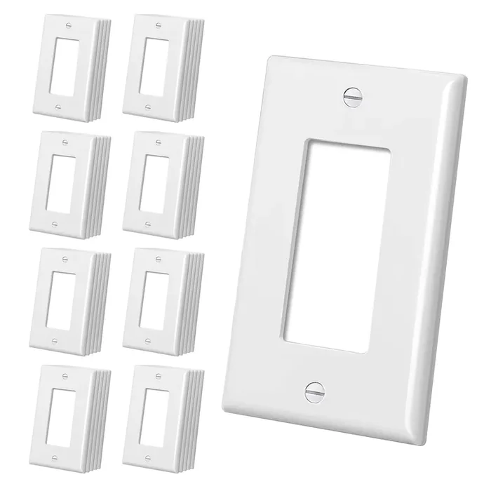 Cml Mid-Size Decorator Wall Plates, 40 Pack Electrical Outlet Receptacle Covers, 1-Gang Switch Plates, Midway Size 3.18” X 5”, Impact Resistant, Gloss Finish, White