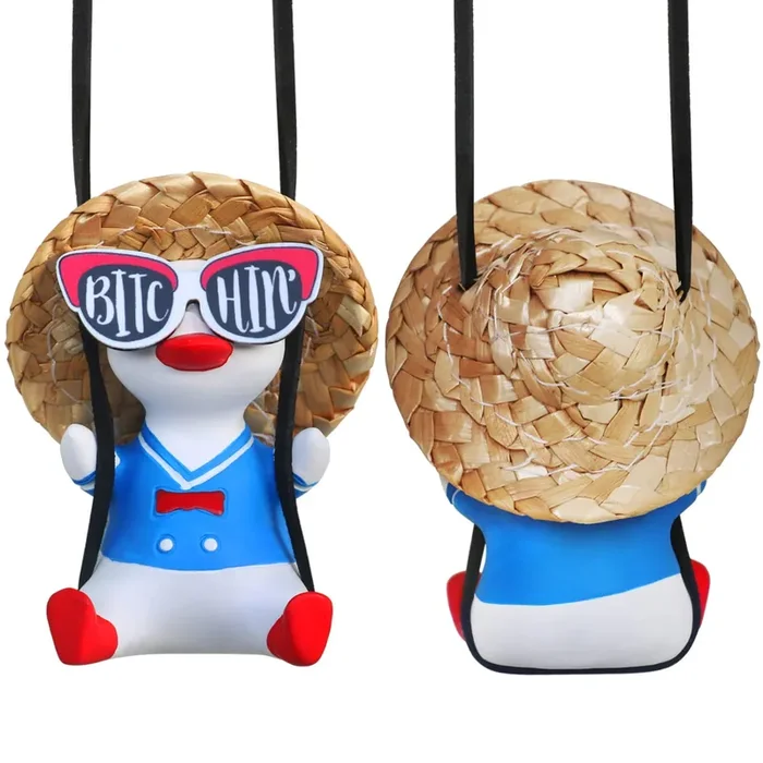 Cool Swinging Duck Car Hanging Ornament Cute Auto Decor Rear View Mirror Accessories Interior For Women Men Teens Truck Rearview Christmas Tree Decorations Things Car Charms Funny Gifts For Boys Girls
