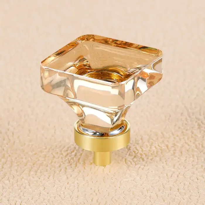 Coolnews 4 Pack Crystal Glass Cabinet Knobs, Brushed Nickel Cabinet Knobs And Pulls, Square Knobs For Dresser Drawer
