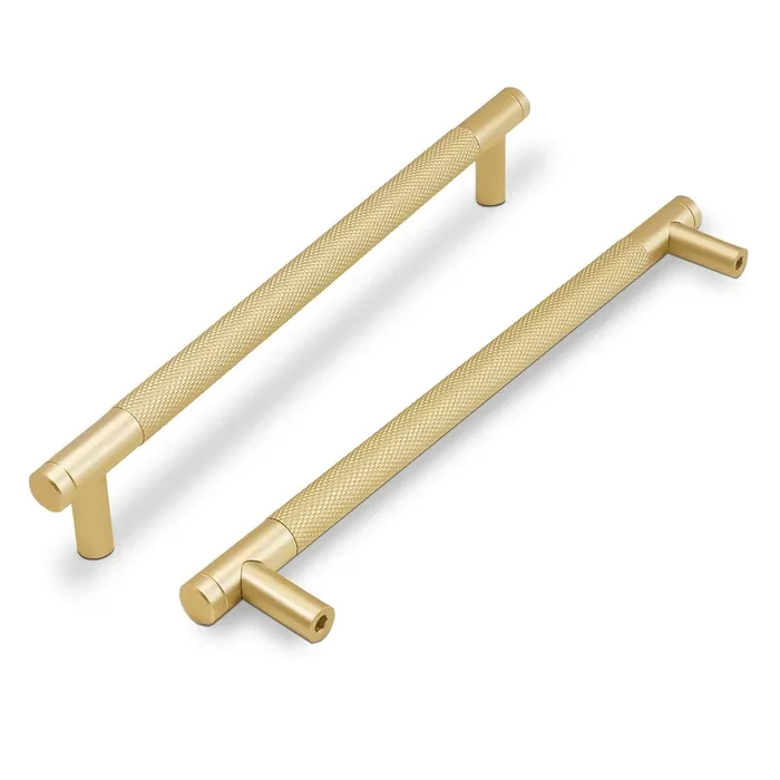 Cotykiley 10 Pack 7.5 Inch(192Mm) Brushed Brass Cabinet Handles Gold Knurled Kitchen Cabinet Pulls Cabinet Door Handles Kitchen Cabinet Hardware Cupboard Drawer Pulls Dresser Handles