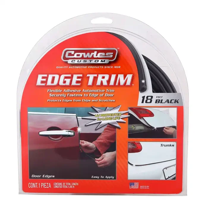 Cowles Custom – Superior 18Feet Black U-Channel Edge Guard Trim, Rubber Bumper Protector Accessory, Door Guard For Cars, Trucks, Suvs, Atvs, Boats