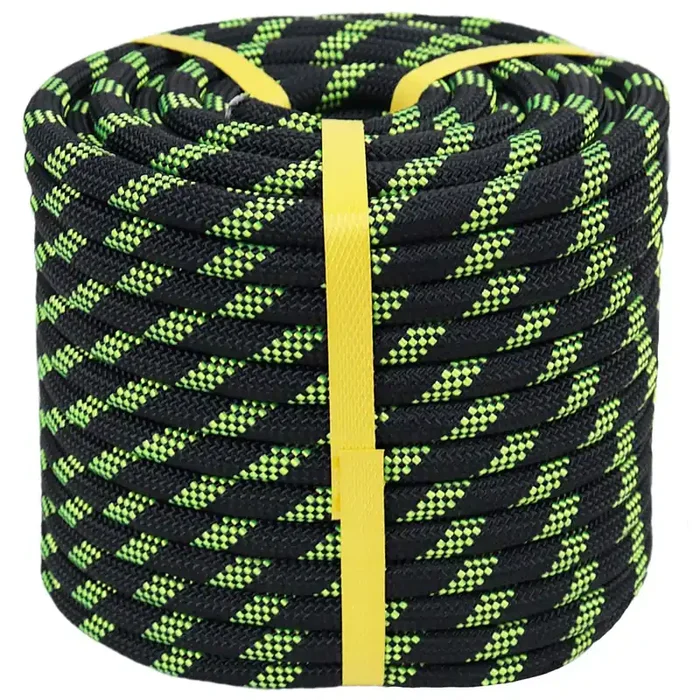 Crayza Double Braided Arborist Rope (1/2 In X 100 Ft) Climbing Rope High Strength Polyester Rope For Tree Climbing Pulling Swing Sailing, Black/Fluorescent Green