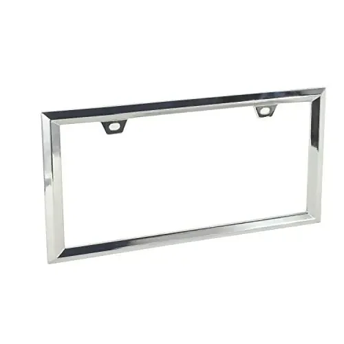 Creathome 3D Chrome License Plate Frames, Pure Zinc Alloy Metal With Triangle Patterne