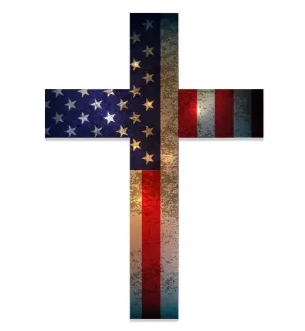 Cross American Flag Patriotic God Bless America – 3″ Vinyl Sticker – For Car Laptop I-Pad Phone Helmet Hard Hat – Waterproof Decal