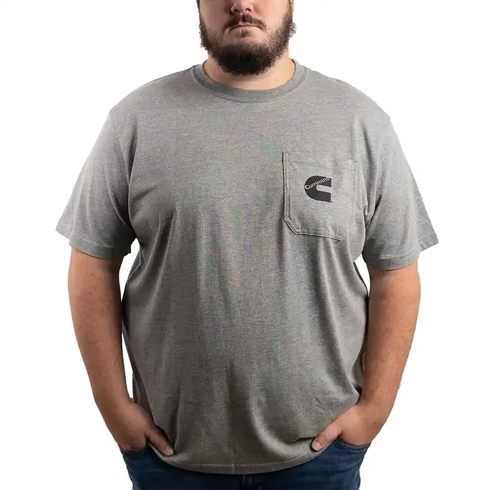 Cummins Men‘S T-Shirt Short Sleeve Sport Gray Pocket Tee Cmn4752 – Small