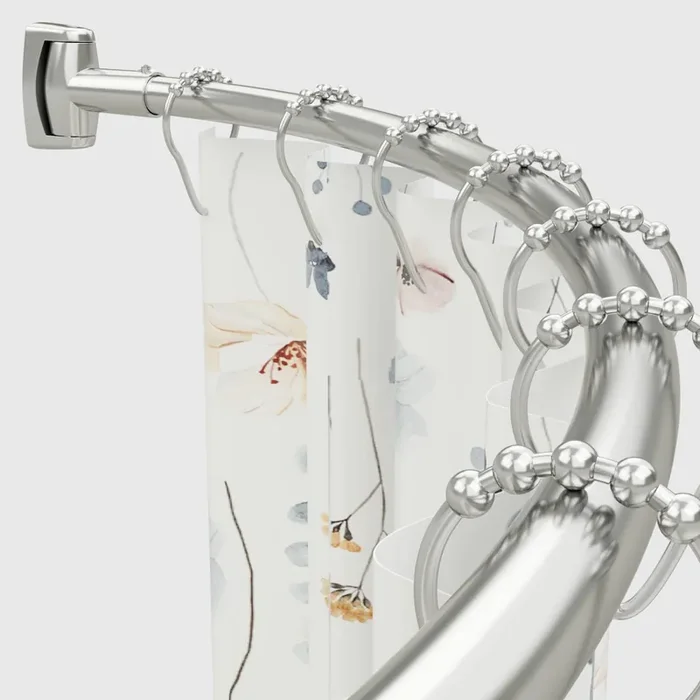 Curved Shower Curtain Rod, 42-74 Inches Extra Wide Curved Shower Curtain Rod Adjustable, Rust Proof Curved Shower Rod For Bathroom, Premium Stainless Steel, Need To Drill Nickel
