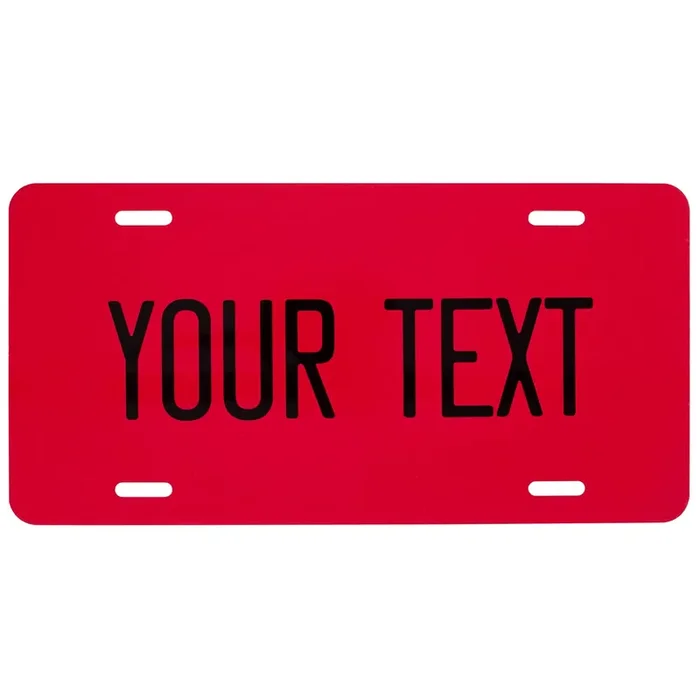Custom License Plate For Front Of Car – Personalized Car Tags – 6” X 12” Universal Fit (Red)