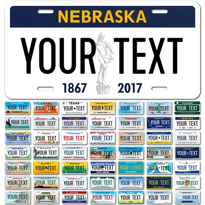 Custom Nebraska License Plate, Personalized 50 States Fake License Plate For Front Of Car Sign 6X12 Inches, Rust Free .040 Aluminum, Fade Resistant, Made In Usa By Sigo Signs