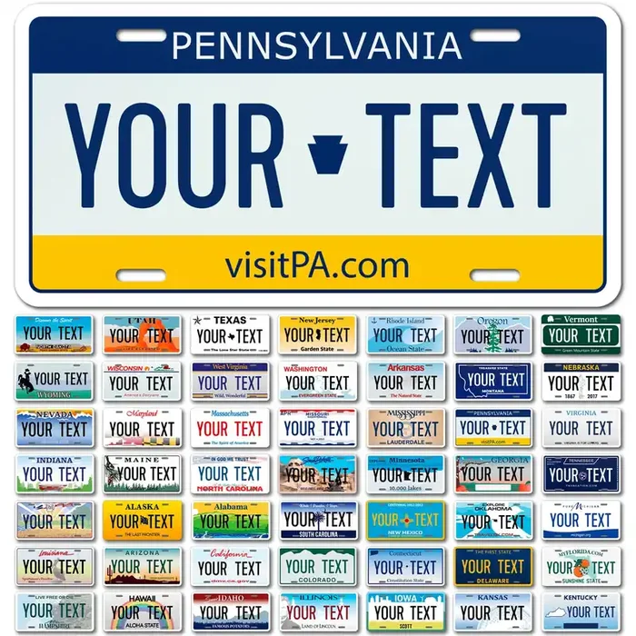 Custom Pennsylvania License Plate, Personalized 50 States Fake License Plate For Front Of Car Sign 6X12 Inches, Rust Free .040 Aluminum, Fade Resistant, Made In Usa By Sigo Signs