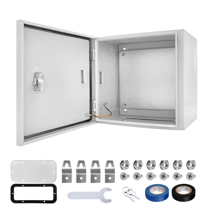 Cxcesns Outdoor Electrical Box 12 X 12 X 8‘‘D Nema 4X Enclosure Steel Box, Waterproof & Dustproof Outdoor/Indoor Lockable Electrical Junction Box, With Mounting Plate