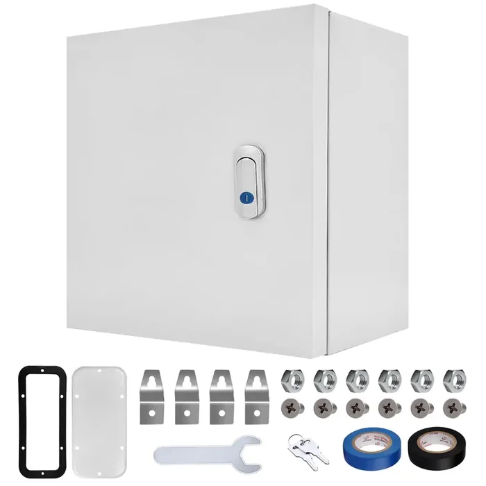 Cxcesns Outdoor Electrical Box 16 X 16 X 8”D Nema 4X Enclosure Steel Box, Waterproof & Dustproof Outdoor/Indoor Lockable Electrical Junction Box, With Mounting Plate