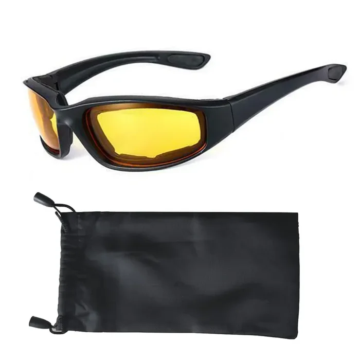 Day And Night Driving Motorcycle Riding Glasses Foam Padded Eyeglass Motocross Goggles Uv Protection Windproof Dustproof Motorcycle Sunglasses Eyewear For Outdoor Activities Sports(Yellow Lens)