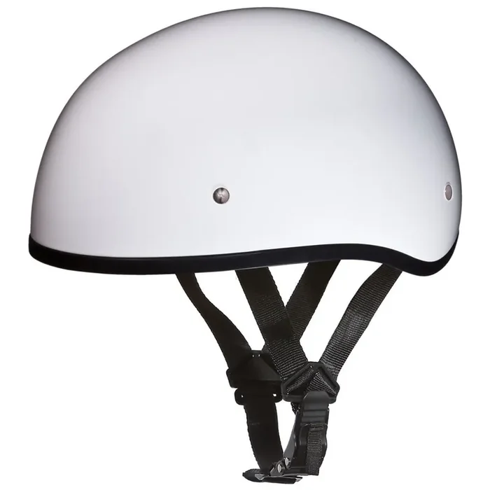 Daytona Helmets Motorcycle Half Helmet Skull Cap- Hi-Gloss White 100% Dot Approved