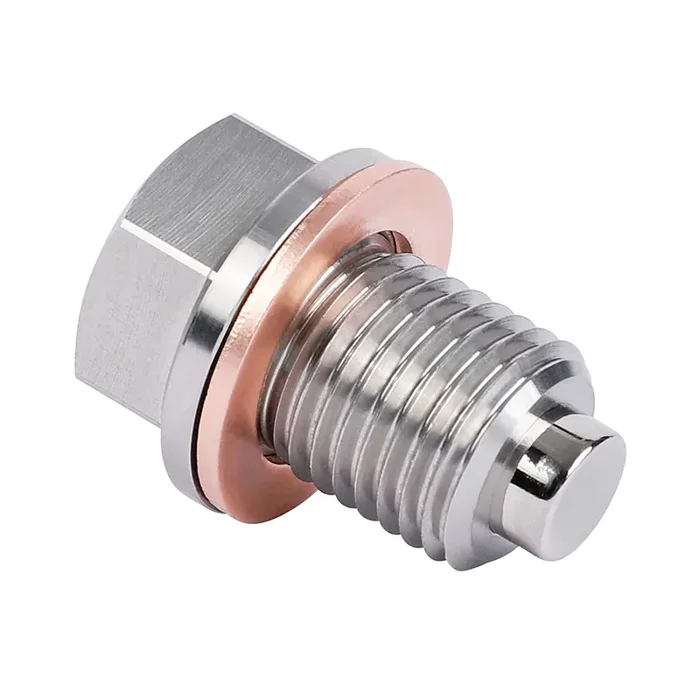 Deefill M14 X 1.5 Magnetic Oil Drain Plug, Stainless Steel Oil Drain Plug With Copper Crush Washer Replacement For Ford, Gm, Hyundai, Kia And Accord, Crv, Civic, Pilot, Fit, Odyssey