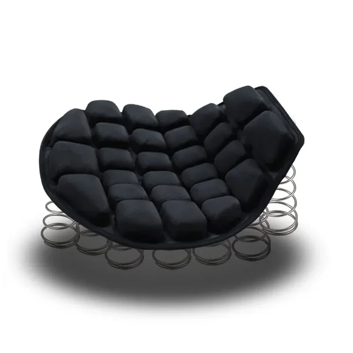 Deeirao Motorcycle Air Seat Cushion 3D Airbag Pad With Straps For Cruiser Touring Saddles Bearing 330Lb And Large Size 15‘X14‘X1.6‘