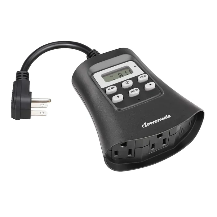 Dewenwils Outdoor Digital Timer For Lights, 7-Day Programmable Plug In Timer With 3 Grounded Outlets For Landscape String Light, 15A, 1/3 Hp Ul Listed