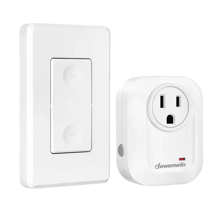 Dewenwils Remote Control Outlet Wireless Wall Mounted Light Switch, Electrical Plug In On Off Power Switch For Lamp, No Wiring, 100 Feet Rf Range, Fcc Listed, Programmable And Expandable
