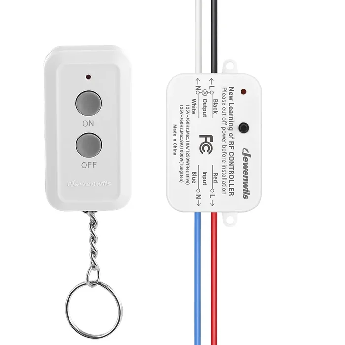 Dewenwils Wireless Light Switch And Receiver Kit, No In-Wall Wiring Required, Remote Control Switch Lighting Fixture For Ceiling Lights, Fans, Lamps,100 Ft Rf Range, Programmable