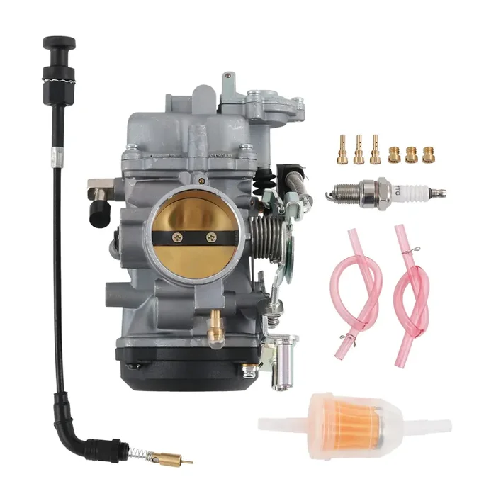 Dicmic Cv40 Carb Carburetor With Spark Plug And Jet Compatible With Harley Davidson Dyna Sportster 883 1200 Heritage Softail Electra Glide Fatboy & More Replace 27421-99, 27490-04