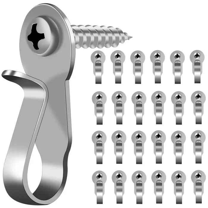 Dingee 24 Pack Stainless Steel Screw In Hooks For Outdoor Light Hooks,Christmas Light Clips Hanger Hooks,Small Screw Hooks For Patio Light,Plants,Wind Chimes, Christmas Light Hooks