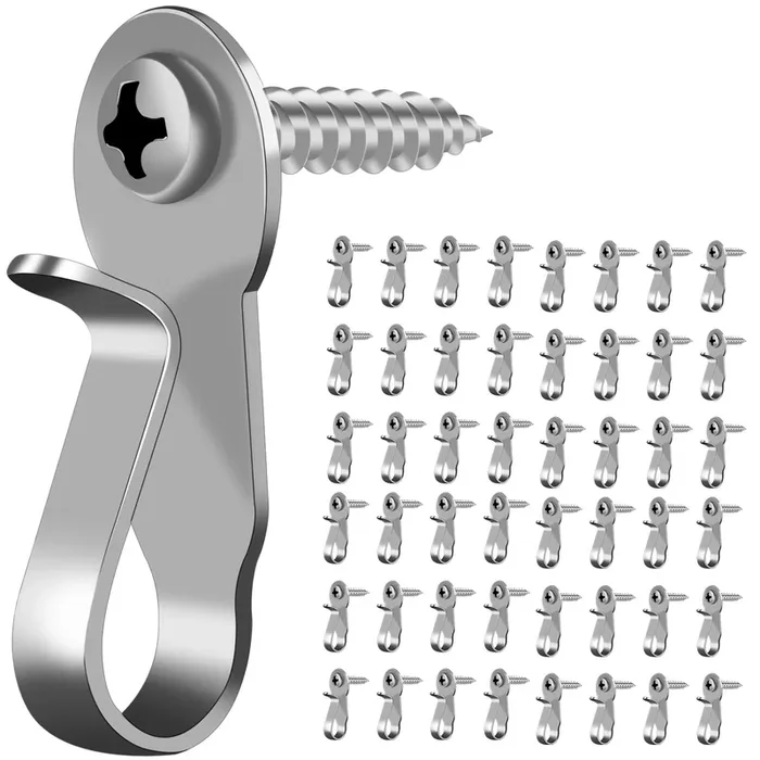 Dingee 48 Pack Screw In Hooks For Outdoor String Lights,Stainless Steel Lights Clips,Christmas Light Hooks,Small Screw Hooks For Patio Light,Plants,Wind Chimes,Christmas Light Clips Hooks