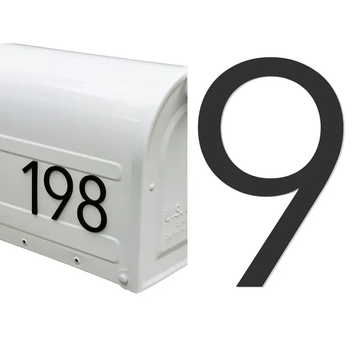 Discovered Designs – Premium Individual 3D Acrylic Mailbox Number – Self Stick – Long Lasting – Weatherproof – Made In Usa (Black 4 Inch, Number 9)