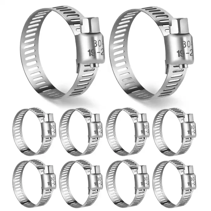 Dloubleiy 10Pcs Hose Clamp Set – Stainless Steel Hose Clamps With Worm Gear, Adjustable 3/4‘‘ To 1-1/8‘‘ (19-29Mm) For Plumbing, Automotive, And Mechanical Applications
