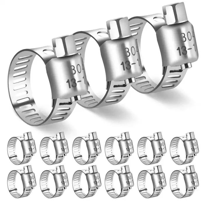 Dloubleiy 15Pcs Hose Clamp Set – Stainless Steel Hose Clamps With Worm Gear, Adjustable 1/2‘‘ To 3/4‘‘ (13-19Mm) For Plumbing, Automotive, And Mechanical Applications