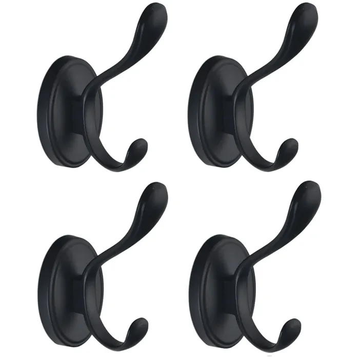 Dmymat Coat Hooks Matte Black Bathroom Towel Hooks Modern Wall Hooks Heavy Duty 4 Pack, Wall Mounted Rustproof Metal Shower Hook For Bathrooms Bedroom Kitchen Hotel Garage