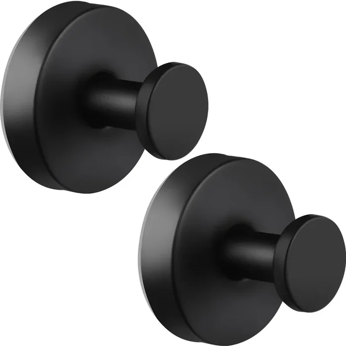 Dntorx Vacuum Suction Cup Hooks, 2 Pack Stainless Steel Suction Hooks For Shower Bathroom Towel Hook Shower Hooks Holders Hanging Towels, Loofah, Robe, Coat(Black)