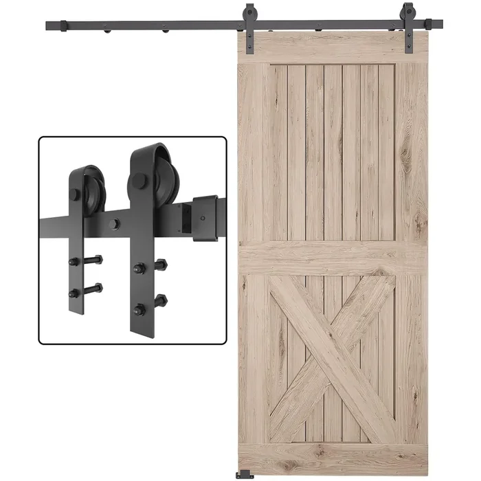 Dondelight Barn Door Hardware Kit 6Ft, Heavy Duty Modular Sliding Door Track Hardware Set For Interior & Exterior Doors