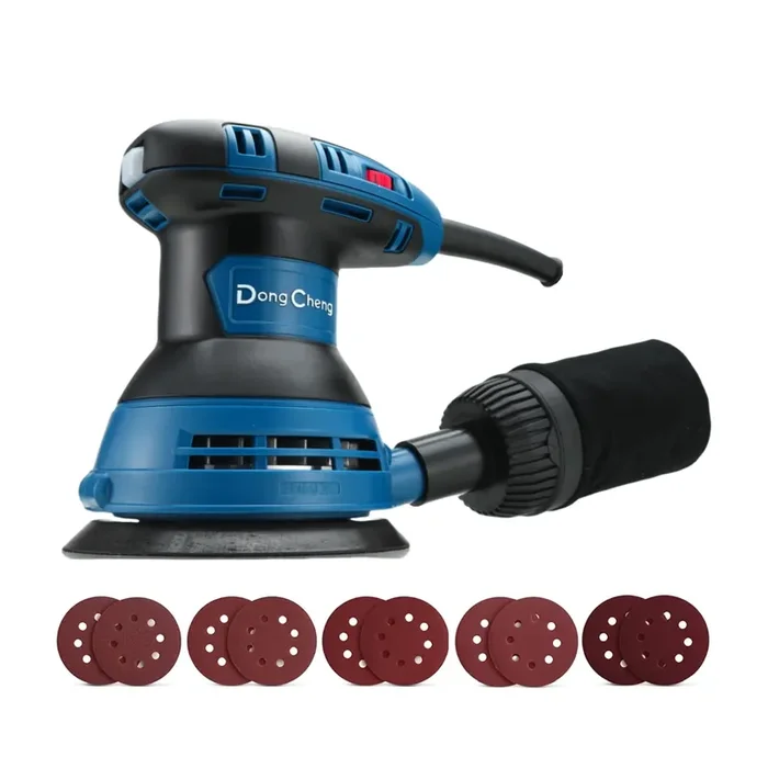 Dong Cheng Orbital Sander, 3.0Amp, 5 Inch Random Orbital Power Sander With 10Pcs Sandpapers & Dust Bag, 6 Variable Speeds, 12000 Opm Electric Palm Sander For Woodworking, Sanding & Polishing