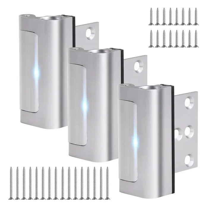 Door Safety Locks For Toddlers, Home Security Door Lock, Childproof Door Reinforcement Lock For Inward Swinging Door, Door Locks For Kids Safety To Prevent Unauthorized Entry (Silver, 3 Pack)