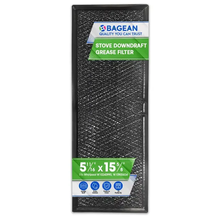 Downdraft Stovetop Filter 5.67” X 15.63” Replacement For Whirlpool Jennair W10240990 W10905834 Downdraft Filter Grease Screen For Cooktop Oven Vent – Blocks Grease From Entering Stovetop Vent (Black)