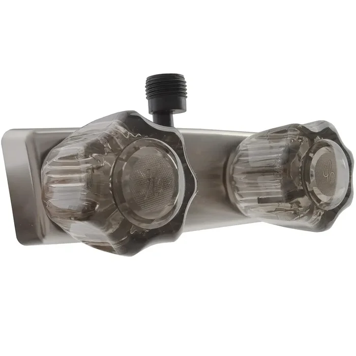 Dura Faucet Df-Sa100S-Sn Rv/Motorhome/Trailer Shower Faucet Valve Diverter With Smoked Acrylic Knobs (Brushed Satin Nickel)