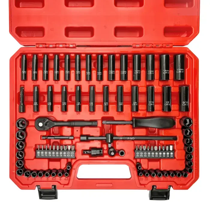Eaceliy 83Pcs 1/4‘ Socket Set,Drive Impact Socket Set, Sae/Metric, Deep & Shallow, Cr-V Steel, 6 Point With Adapters, 72T Ratchet Handle, Extension Bars,Screwdriver Bits,4-15Mm,5/32-9/16 Inch